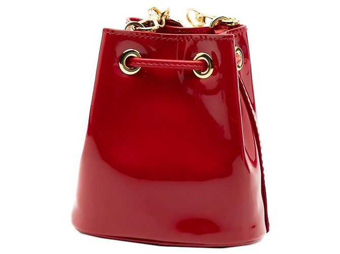 Prada Triangle Logo Mini Chain Shoulder Pouch Red - view 2