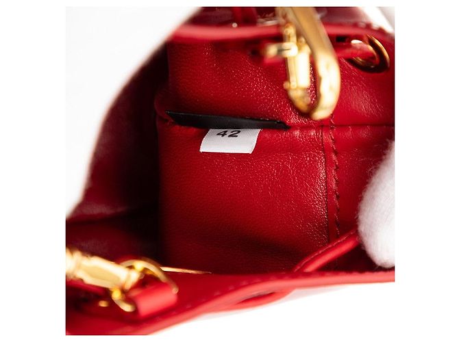 Prada Triangle Logo Mini Chain Shoulder Pouch Red - view 6