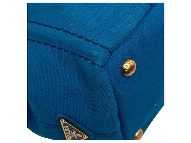 Prada Canapa Triangle Logo Handtasche Blau - Ansicht 5