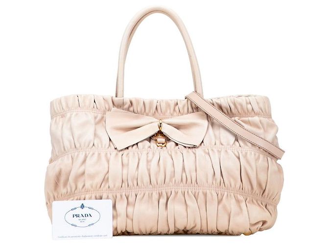 Saco Tote Prada Ribbon Marrom Bege - vista 9