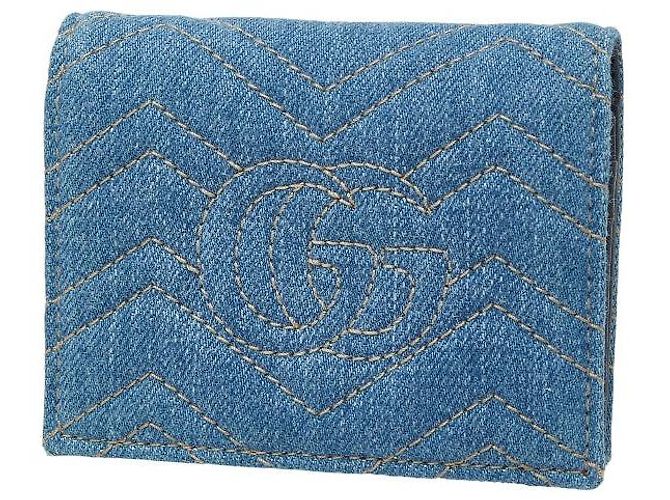 Cartera compacta bi-fold Gucci GG Marmont Azul - vista 2