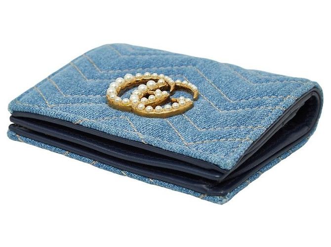 Cartera compacta bi-fold Gucci GG Marmont Azul - vista 4