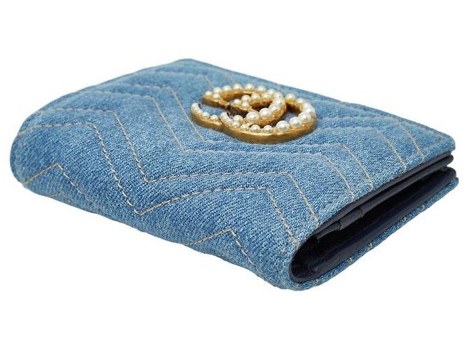 Cartera compacta bi-fold Gucci GG Marmont Azul - vista 5