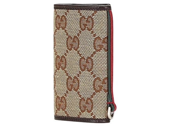 Portachiavi Gucci GG Canvas 6 ganci Marrone Beige - vista 2