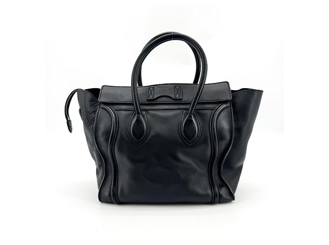 Céline Celine Luggage em couro gofrado Micro Preto - vista 2