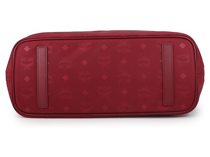 Borsa Tote MCM Visetos in nylon e pelle borchiata Bordò - vista 3