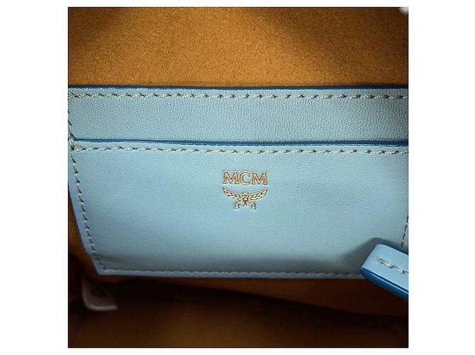 MCM Stark Special Bebeboo Leather Backpack Light blue - view 16
