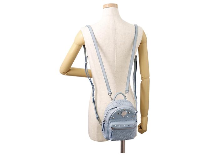 MCM Stark Special Bebeboo Leather Backpack Light blue - view 5