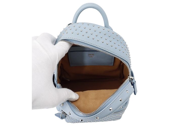MCM Stark Special Bebeboo Leather Backpack Light blue - view 6