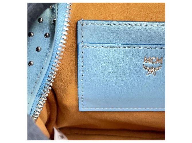 MCM Stark Special Bebeboo Leather Backpack Light blue - view 9