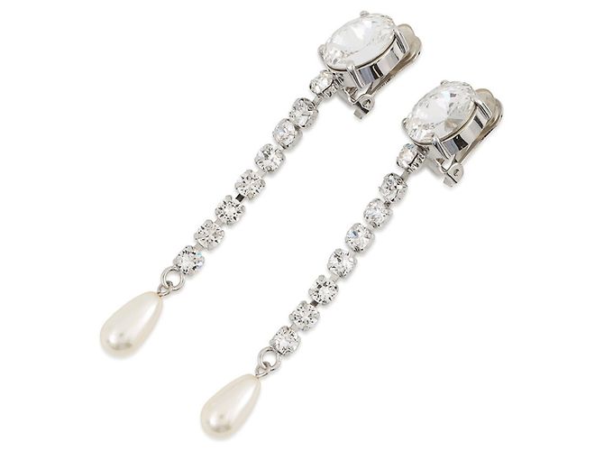 Miu Miu silberne Clip-Ohrringe mit Strass - Ansicht 2