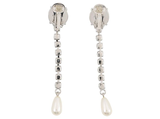 Miu Miu silberne Clip-Ohrringe mit Strass - Ansicht 3
