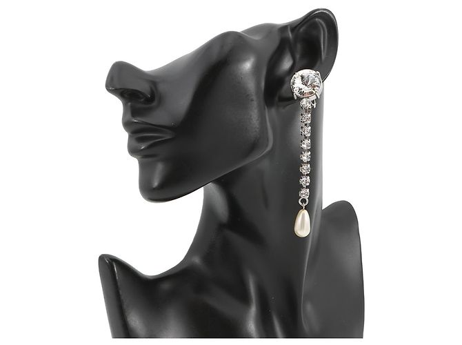 Miu Miu silberne Clip-Ohrringe mit Strass - Ansicht 4