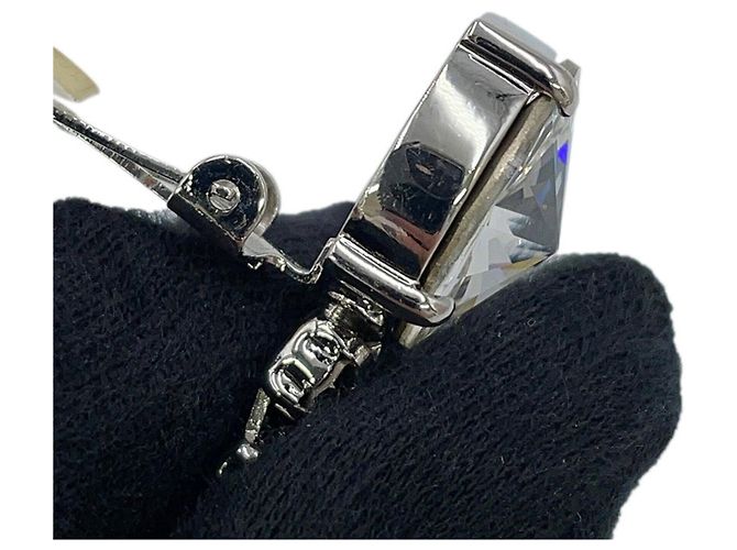 Miu Miu silberne Clip-Ohrringe mit Strass - Ansicht 5