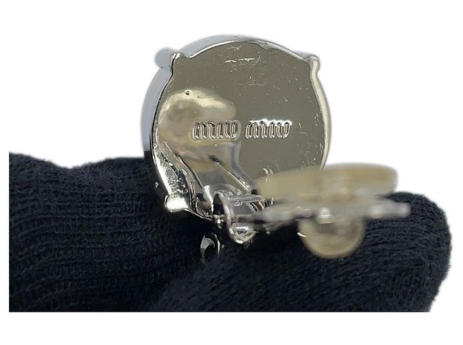 Miu Miu silberne Clip-Ohrringe mit Strass - Ansicht 8