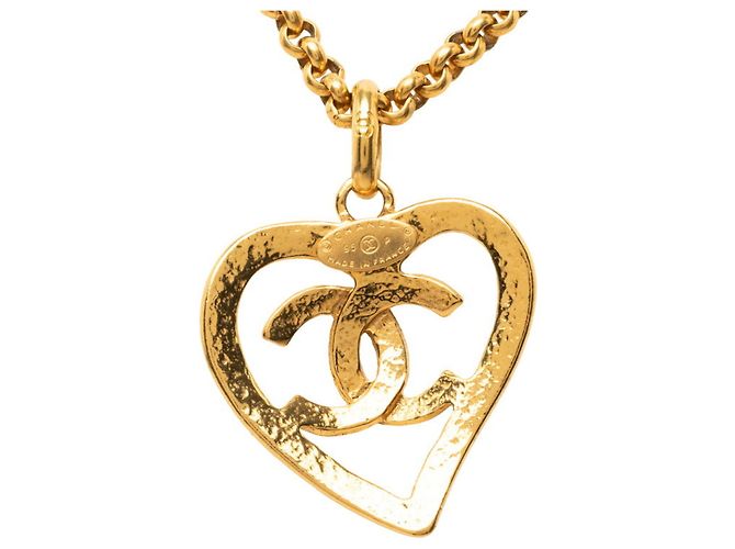 Collana a catena vintage Chanel Coco Mark con motivo a cuore D'oro - vista 2