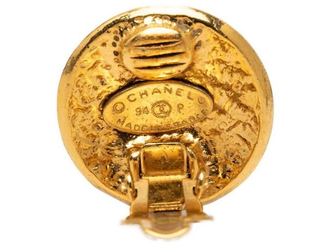 Chanel Coco Mark Runde Vintage-Ohrringe Golden - Ansicht 3