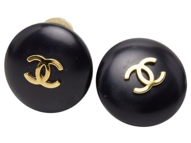 Chanel Coco Mark Vintage Ohrringe 95P Schwarz - Ansicht 3