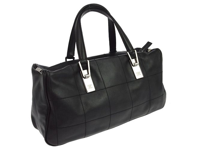 Chanel Square Stitch Boston Quilted Leather Preto - vista 2
