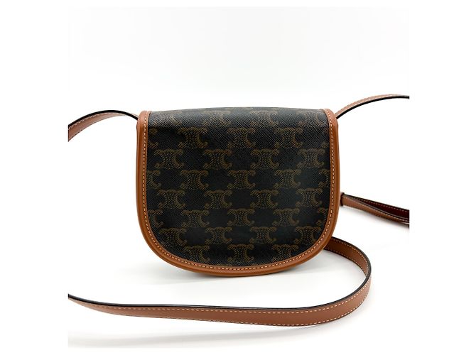 Céline Celine Besace Flap Triomphe Coated Canvas Mini Schwarz - Ansicht 2
