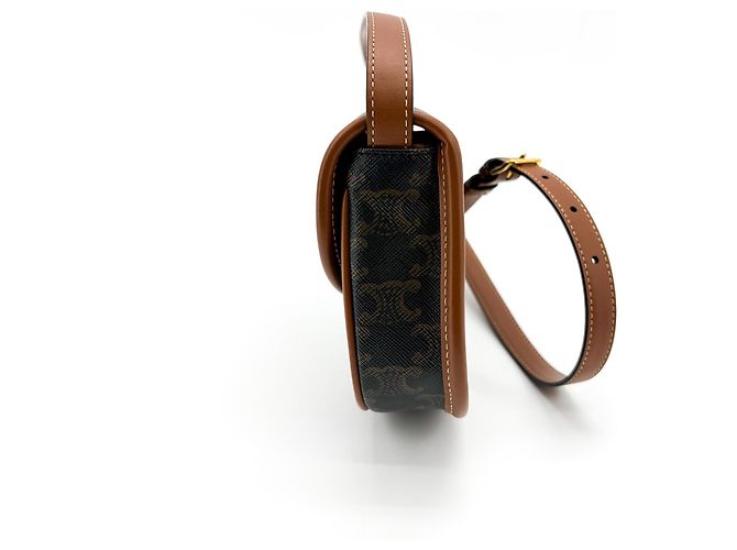 Céline Celine Besace Flap Triomphe Coated Canvas Mini Schwarz - Ansicht 3