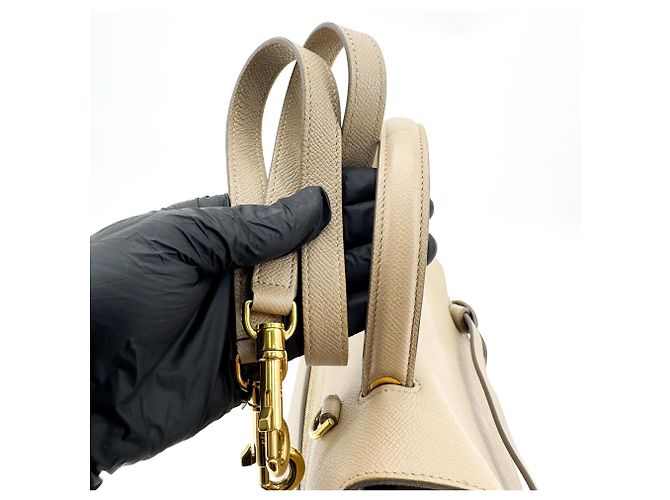 Céline Ceinture Celine Mini en cuir de veau Beige - vue 7