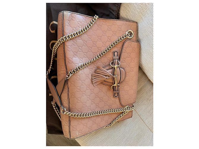 Gucci Emily Schultertasche aus Leder mit geprägtem Monogramm Pink - Ansicht 2