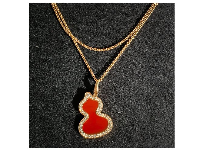 Autre Marque Collana Qeelin Wulu in Agata Rossa e Diamanti D'oro - vista 7