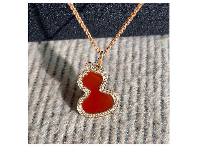 Autre Marque Collana Qeelin Wulu in Agata Rossa e Diamanti D'oro - vista 8