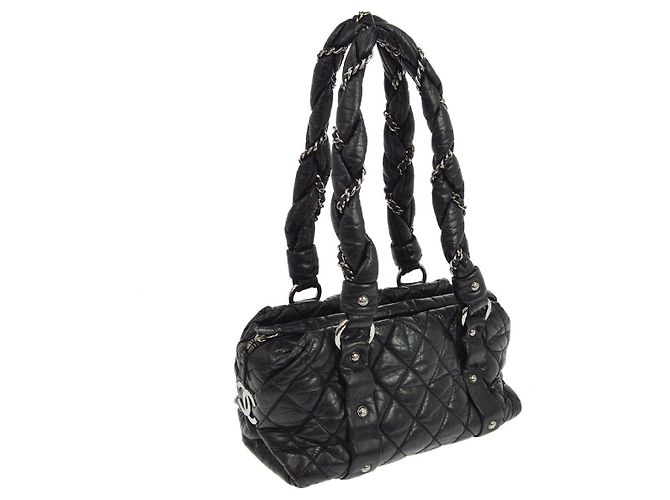 Chanel Lady Braid Bowler Quilted Distressed Calfskin Large Schwarz - Ansicht 2