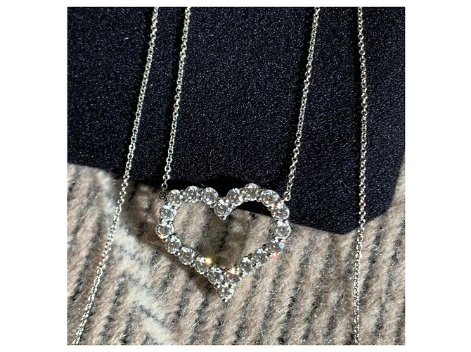 Collana Tiffany & Co. Love Cuore in Platino e Diamanti Argento - vista 7