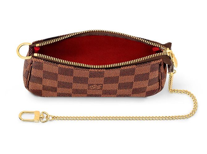 Louis Vuitton Mini Pochette Accessoires Damier Ebene Marrone - vista 2