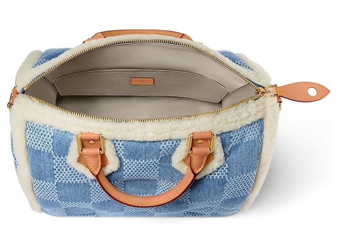 Louis Vuitton Speedy Bandouliere 40 Ski Damier Denim Bianco Blu - vista 2