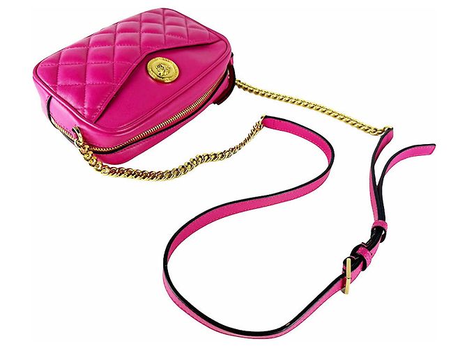 Bolsa de ombro em couro Versace em rosa - vista 10