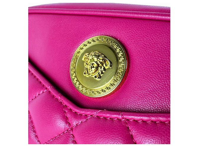 Bolsa de ombro em couro Versace em rosa - vista 11