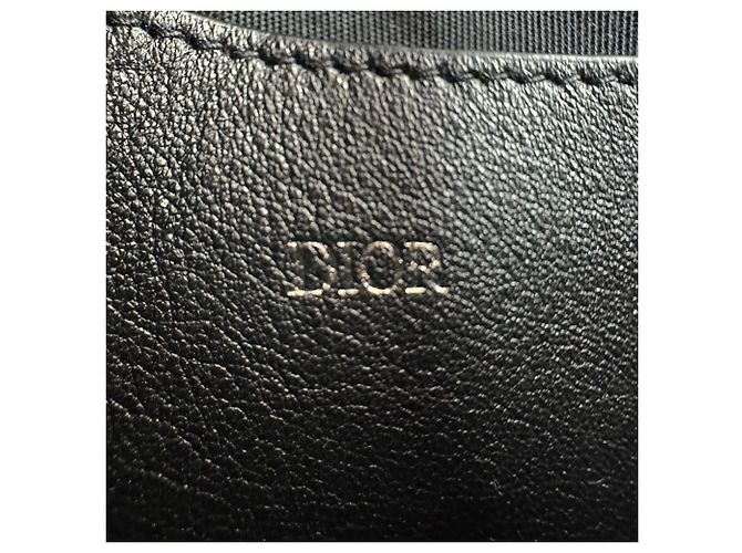 Borsa a tracolla Christian Dior in pelle e tela Nero Blu navy - vista 12
