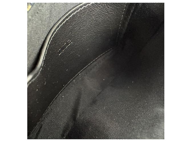 Borsa a tracolla Christian Dior in pelle e tela Nero Blu navy - vista 5