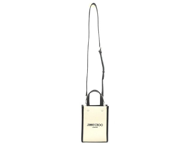 Borsa a tracolla Jimmy Choo in tela e pelle Nero Crudo - vista 13