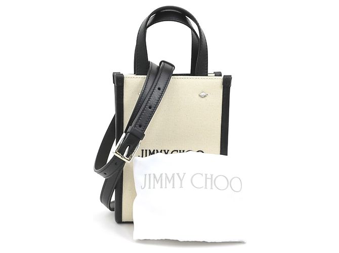 Borsa a tracolla Jimmy Choo in tela e pelle Nero Crudo - vista 14