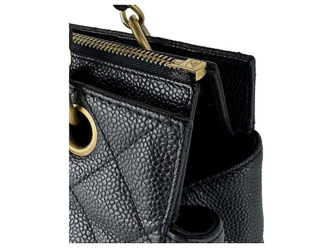 Borsa Chanel in pelle di vitello martellata nera Nero - vista 6