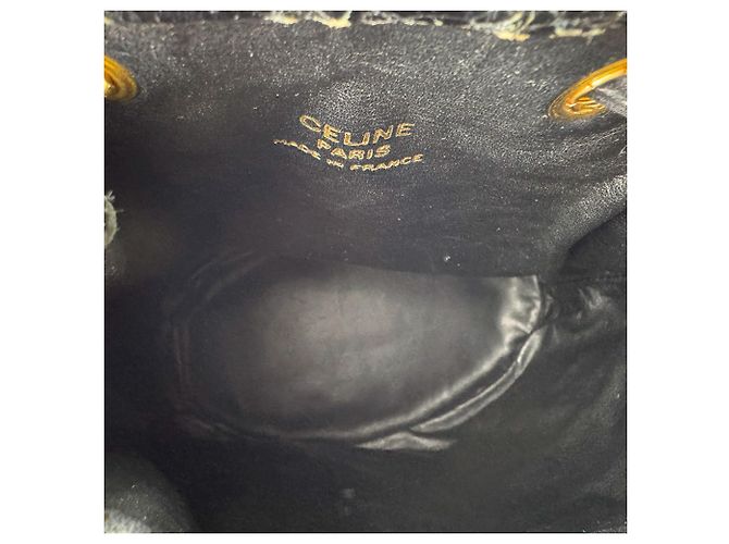 Céline Bolso de hombro de piel grabada Celine Negro - vista 5