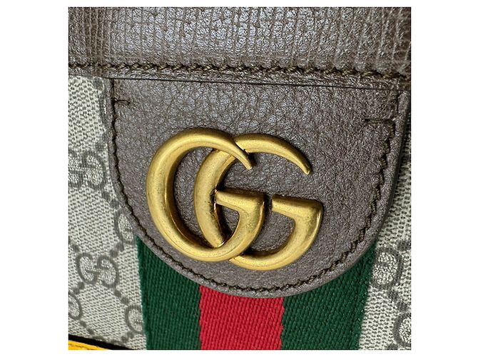 Borsa Tote Gucci Ophidia GG Supreme Canvas Marrone Giallo - vista 12