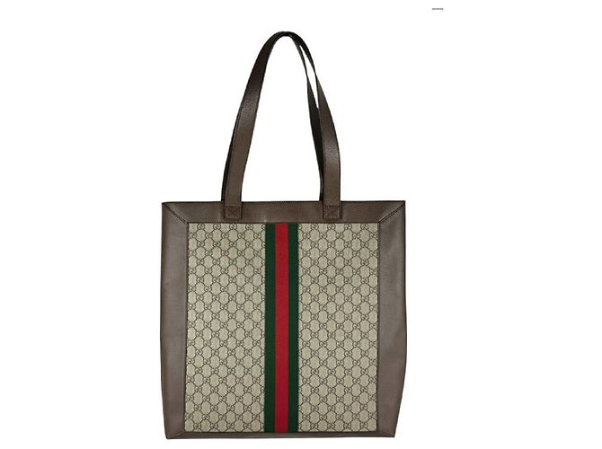 Borsa Tote Gucci Ophidia GG Supreme Canvas Marrone Giallo - vista 3