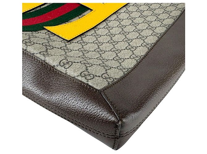 Borsa Tote Gucci Ophidia GG Supreme Canvas Marrone Giallo - vista 8