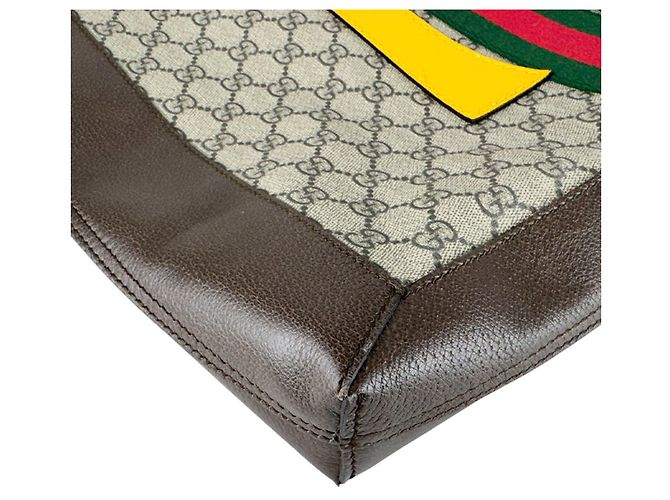 Borsa Tote Gucci Ophidia GG Supreme Canvas Marrone Giallo - vista 9