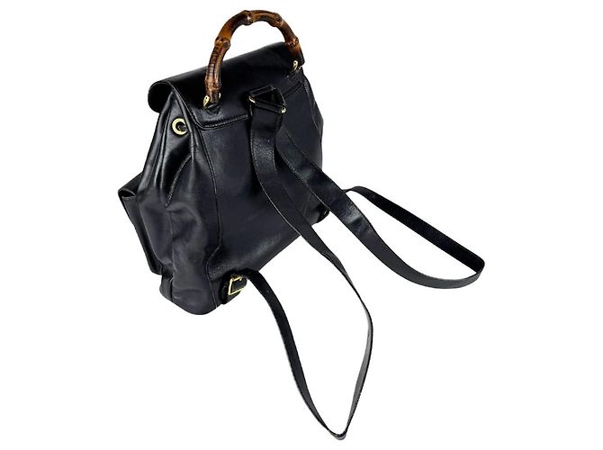 Gucci Bamboo Leder-Rucksack Schwarz - Ansicht 10