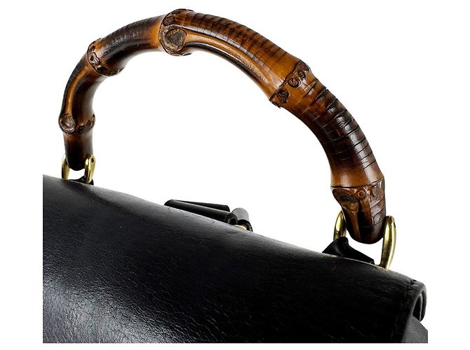 Gucci Bamboo Leder-Rucksack Schwarz - Ansicht 11