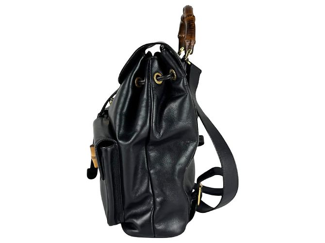 Gucci Bamboo Leder-Rucksack Schwarz - Ansicht 2