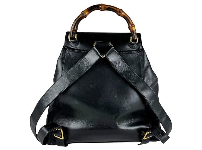 Gucci Bamboo Leder-Rucksack Schwarz - Ansicht 3