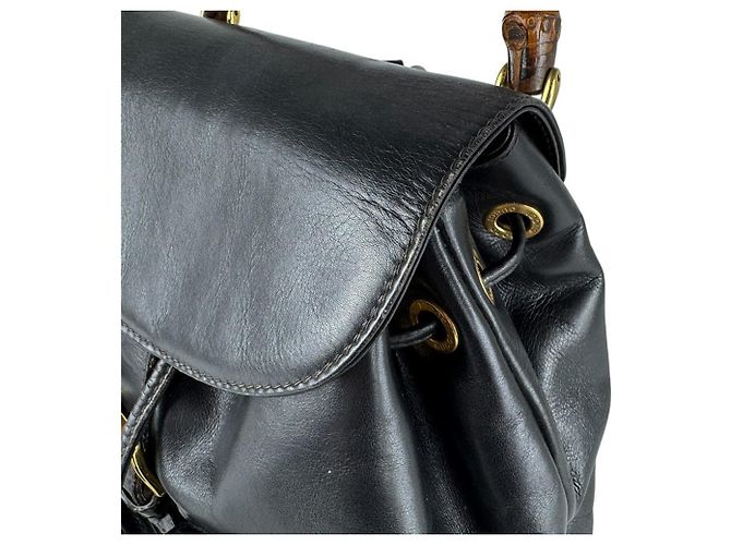 Gucci Bamboo Leder-Rucksack Schwarz - Ansicht 6